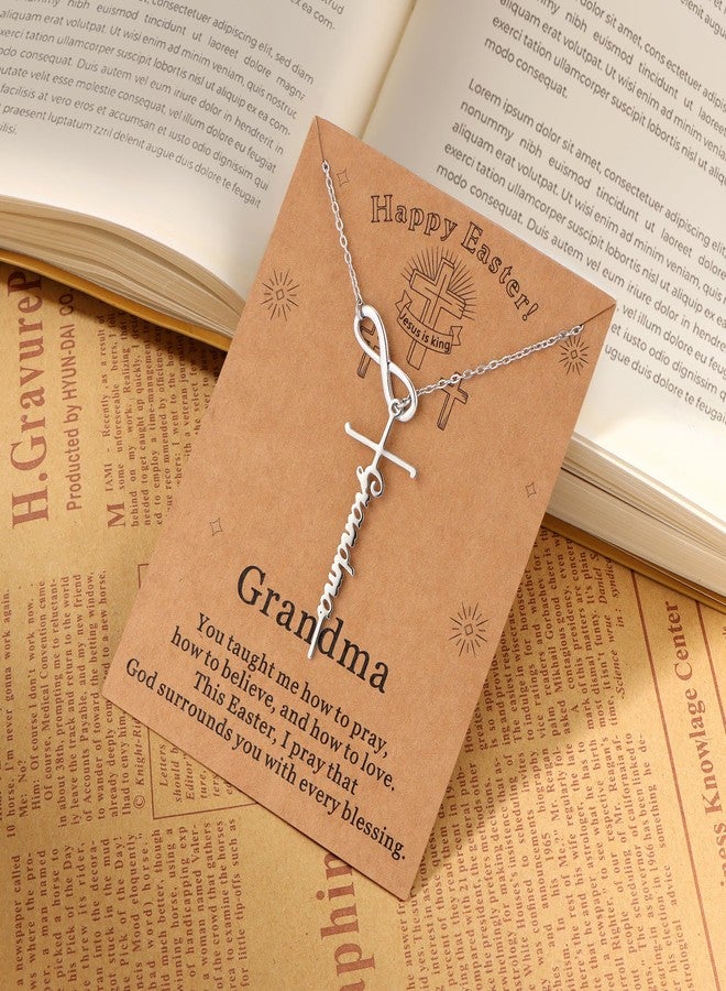 Lcherry Easter Gifts for Women - Grandma Infinity Cross Necklace Religious Christian Baptism Gifts Jewelry - Image 2